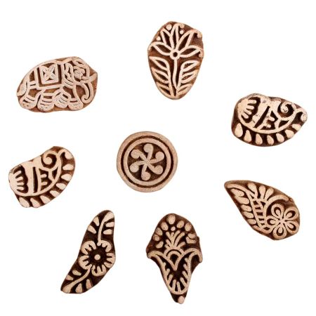 Set of 8 Piece New Mix Wooden Printing Block